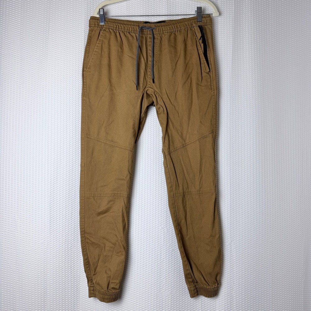 BKC The Jogger Men Medium Brown Slim Moto Drawstring Zip Pocket Street‎ Gorpcore